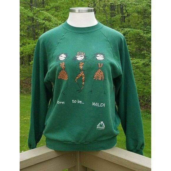 Hanes Activewear Born to Be Wild 50 50 Blend Leopard Dress XL USA Sweatshirt - Picture 1 of 7